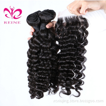 REINE Wholesale virgin Peruvian hair bundles with closure,virgin human hair from very young girl,10a grade hair human hair dubai